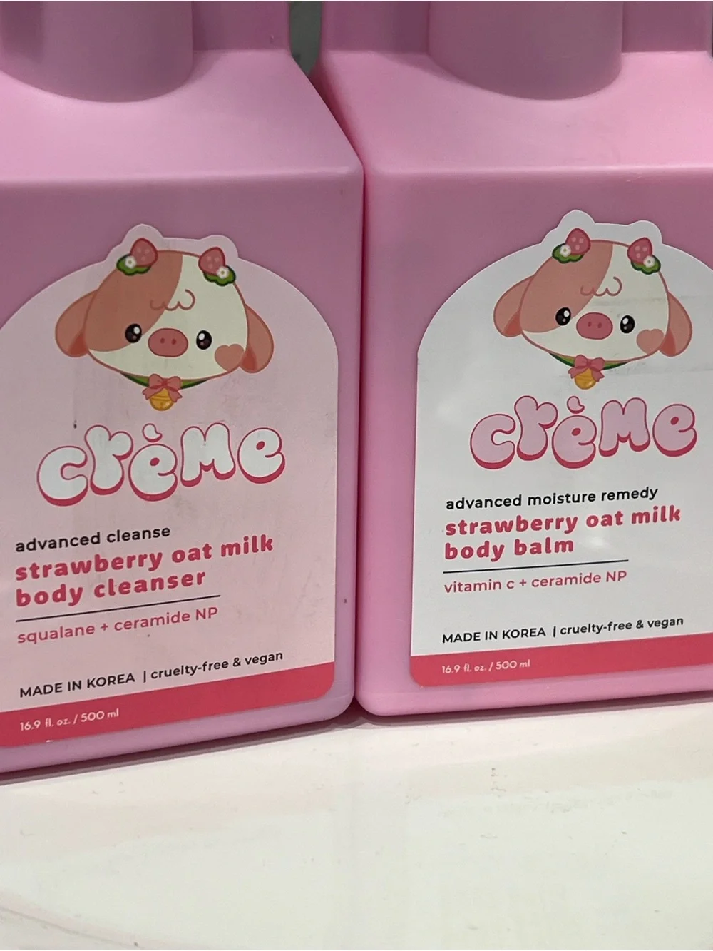 2 Items🍓Strawberry Oat Milk Body Cleanser & Balm (Pink)